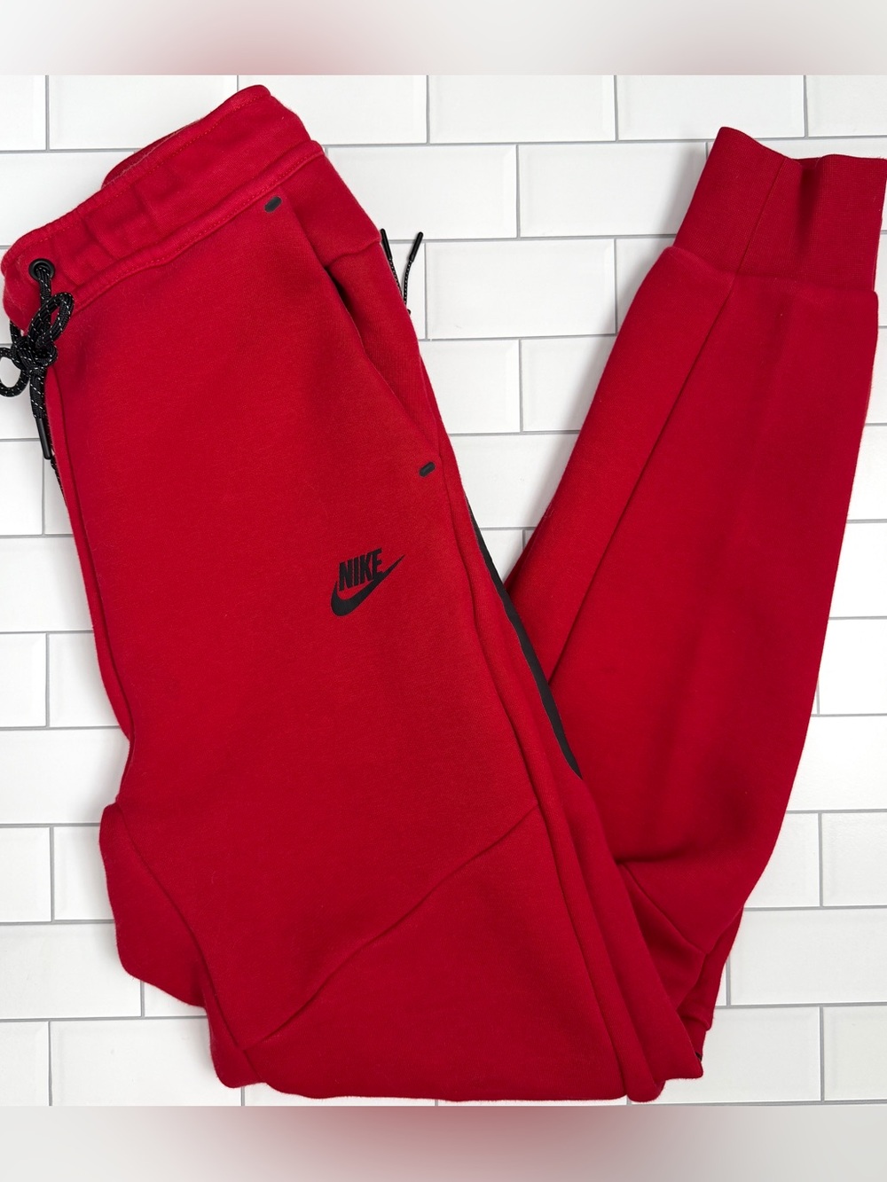 S❤️ Nike Sportswear Tech Fleece Jogger Sweatpants Big Kids Small Red & Black